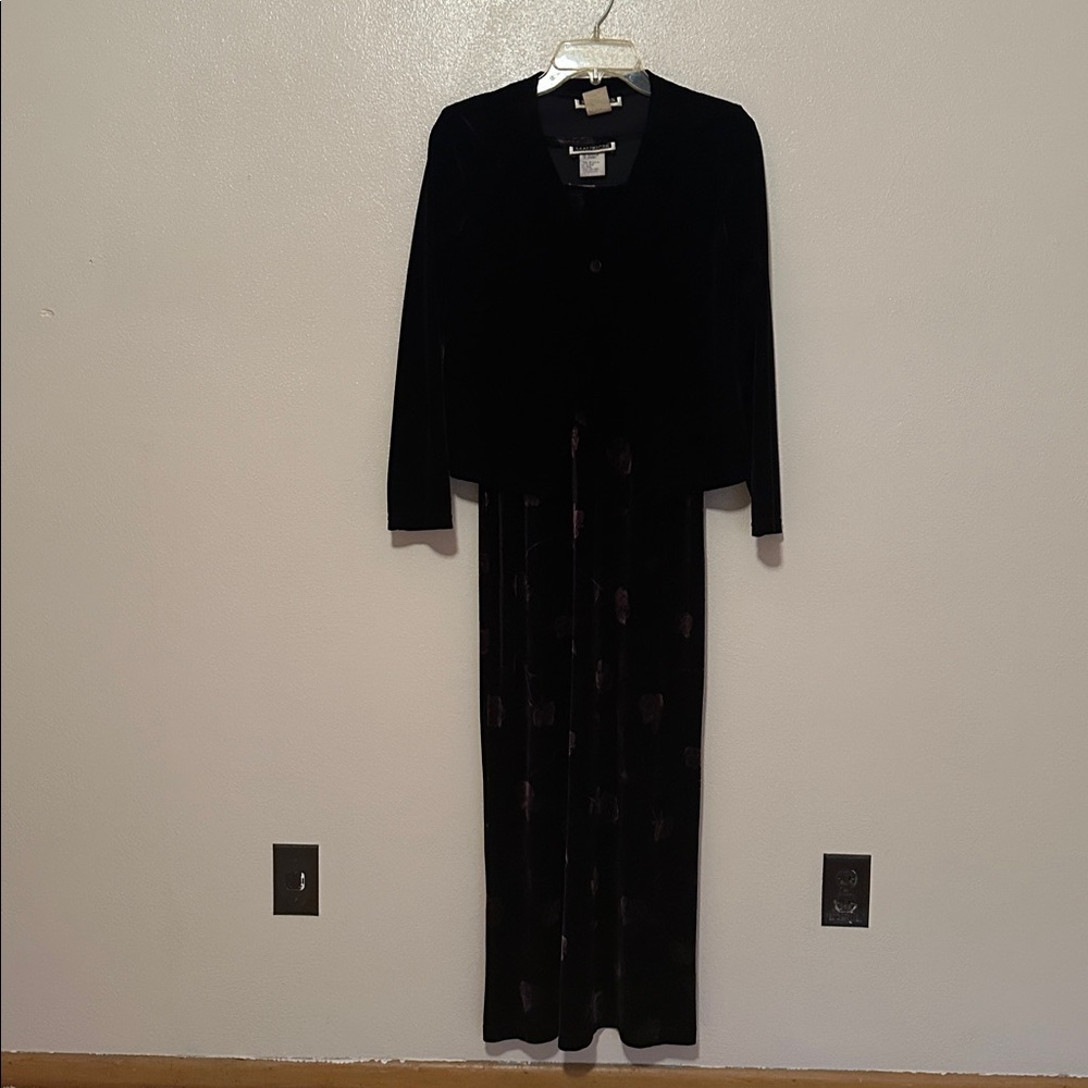 Maurices Classic Black short Sleeve Dress with Floral design and Black jacket